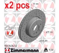 X2 PCS L&R SIDES FITS BMW 5 525 I BRAKE DISC 150.3434.52 ZIMMERMANN