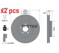 X2 PCS L&R SIDES FITS BMW 5 550 I BRAKE DISC 92266125 TEXTAR