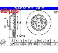 X2 PCS L&R SIDES FITS BMW 5 M5 BRAKE DISC 24.0132-0162.2 ATE