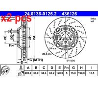 X2 PCS L&R SIDES FITS BMW 5 M5 BRAKE DISC 24.0136-0126.2 ATE