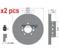 X2 PCS L&R SIDES FITS BMW 5 M5 BRAKE DISC 92070900 TEXTAR