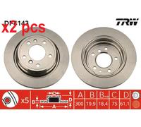 X2 PCS L&R SIDES FITS BMW 5 M5 BRAKE DISC DF4143 TRW