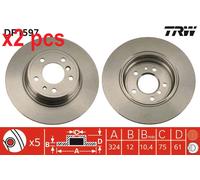 X2 PCS L&R SIDES FITS BMW 7 728 I, IL BRAKE DISC DF1597 TRW