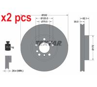 X2 PCS L&R SIDES FITS BMW X3 3.0 SD BRAKE DISC 92107205 TEXTAR