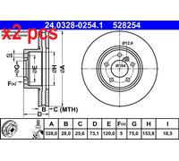 Brake disc ATE 24.0328-0254.1 for BMW X3 (F25) 2.0 2012-2017
