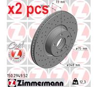 X2 PCS L&R SIDES FITS BMW X4 M 40 I BRAKE DISC 150.2949.52 ZIMMERMANN