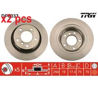 X2 PCS L&R SIDES FITS BMW Z4 ROADSTER 2.5 SI BRAKE DISC DF6033 TRW