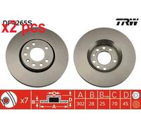 X2 PCS L&R SIDES FITS CADILLAC BLS 2.0 T BRAKE DISC DF4265S TRW