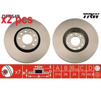 X2 PCS L&R SIDES FITS CADILLAC BLS 2.8 T BRAKE DISC DF4549 TRW