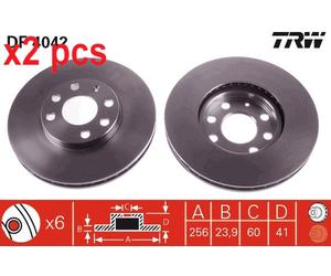 X2 PCS L&R SIDES FITS CHEVROLET CORSA SALOON 1.7 D BRAKE DISC DF4042 TRW