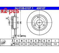 X2 PCS L&R SIDES FITS CITROËN AX 10 E BRAKE DISC 24.0108-0107.1 ATE