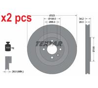 X2 PCS L&R SIDES FITS CITROËN DS3 1.2 THP 110 BRAKE DISC 92267103 TEXTAR