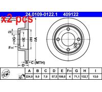 X2 PCS L&R SIDES FITS CITROËN XANTIA 1.6 I BRAKE DISC 24.0109-0122.1 ATE