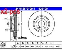 X2 PCS L&R SIDES FITS CITROËN XM 2.0 I BRAKE DISC 24.0126-0100.1 ATE