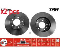 X2 PCS L&R SIDES FITS DAIMLER DAIMLER XJ SIX 4.0 BRAKE DISC DF1804 TRW