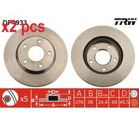 X2 PCS L&R SIDES FITS DODGE CALIBER 1.8 BRAKE DISC DF4933 TRW