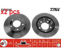 X2 PCS L&R SIDES FITS EUNOS 500 SALOON 2.0 BRAKE DISC DF2705 TRW