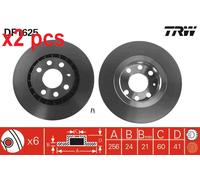 X2 PCS L&R SIDES FITS FOR DAEWOO ARANOS 1.8 BRAKE DISC DF1625 TRW