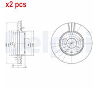 X2 PCS L&R SIDES FITS FOR DAEWOO LEGANZA 2.0 16V BRAKE DISC BG3531 DELPHI