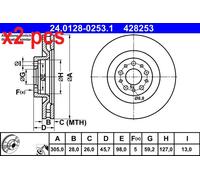Fits ATE 24.0128-0253.1 Brake Disc OE REPLACEMENT TOP QUALITY
