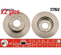 X2 PCS L&R SIDES FITS FOR IVECO DAILY III VAN 29 L 9 V BRAKE DISC DF4987S TRW