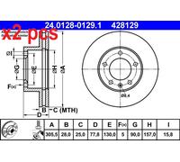 X2 PCS L&R SIDES FITS FOR NISSAN INTERSTAR VAN DCI BRAKE DISC 24.0128-0129.1 ATE
