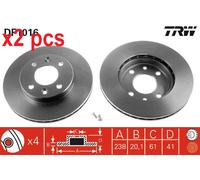 X2 PCS L&R SIDES FITS FOR NISSAN KUBISTAR VAN 1.2 BRAKE DISC DF1016 TRW