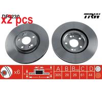 X2 PCS L&R SIDES FITS FOR RENAULT AVANTIME 2.0 16V TURBO BRAKE DISC DF4230 TRW
