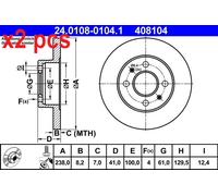 X2 PCS L&R SIDES FITS FOR RENAULT CLIO I 1.1 BRAKE DISC 24.0108-0104.1 ATE
