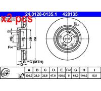 X2 PCS L&R SIDES FITS FOR RENAULT ESPACE MK IV 2.0 BRAKE DISC 24.0128-0135.1 ATE