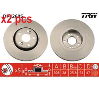 X2 PCS L&R SIDES FITS FOR RENAULT ESPACE MK IV 2.0 BRAKE DISC DF4260S TRW