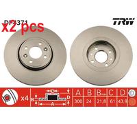 X2 PCS L&R SIDES FITS FOR RENAULT GRAND SCÉNIC II 1.6 BRAKE DISC DF4371 TRW