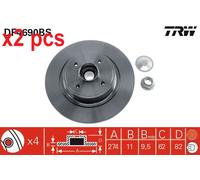 X2 PCS L&R SIDES FITS FOR RENAULT GRAND SCÉNIC II 1.6 BRAKE DISC DF4690BS TRW