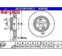 X2 PCS L&R SIDES FITS FOR RENAULT LAGUNA II 2.0 BRAKE DISC 24.0128-0182.1 ATE