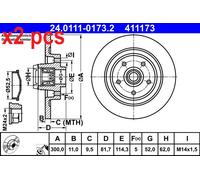 X2 PCS L&R SIDES FITS FOR RENAULT LAGUNA III 1.6 BRAKE DISC 24.0111-0173.2 ATE