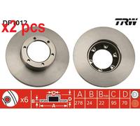 X2 PCS L&R SIDES FITS FOR RENAULT MASTER I VAN 28-35 2.0 BRAKE DISC DF1012 TRW