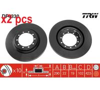 X2 PCS L&R SIDES FITS FOR RENAULT MASTER PRO VAN DCI 120 BRAKE DISC DF4330 TRW