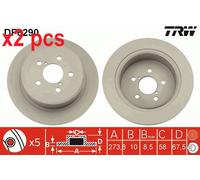 X2 PCS L&R SIDES FITS FOR SUBARU LEGACY IV ESTATE 2.0 AWD BRAKE DISC DF6290 TRW