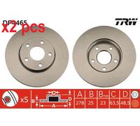 X2 PCS L&R SIDES FITS FORD C-MAX 1.6 BRAKE DISC DF4465 TRW