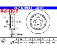 X2 PCS L&R SIDES FITS FORD MAVERICK 2.0 16V BRAKE DISC 24.0112-0181.1 ATE