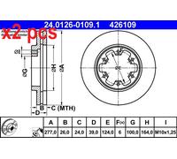 X2 PCS L&R SIDES FITS FORD MAVERICK 2.4 I BRAKE DISC 24.0126-0109.1 ATE