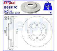 X2 PCS L&R SIDES FITS FORD RANGER 2.0 ECOBLUE 4X4 BRAKE DISC BG9517C DELPHI