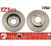 X2 PCS L&R SIDES FITS HONDA CIVIC MK V SALOON 1.5 BRAKE DISC DF1436 TRW