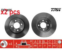 X2 PCS L&R SIDES FITS HONDA CIVIC VII HATCHBACK 1.7 CTDI BRAKE DISC DF4455 TRW