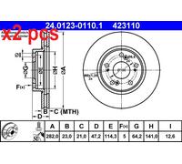 X2 PCS L&R SIDES FITS HONDA CIVIC VIII SALOON 1.6 BRAKE DISC 24.0123-0110.1 ATE