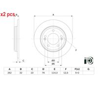 X2 PCS L&R SIDES FITS HYUNDAI ELANTRA VI SALOON 1.6 BRAKE DISC 0986479G29 BOSCH
