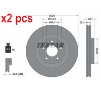 X2 PCS L&R SIDES FITS HYUNDAI GRAND SANTA FÉ 3.3 BRAKE DISC 92281803 TEXTAR