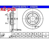 X2 PCS L&R SIDES FITS HYUNDAI I40 I CW 1.6 GDI BRAKE DISC 24.0110-0370.1 ATE