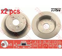 X2 PCS L&R SIDES FITS HYUNDAI SANTA FÉ II 2.7 BRAKE DISC DF6690 TRW