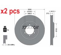 X2 PCS L&R SIDES FITS ISUZU D-MAX II 1.9 DDI BRAKE DISC 92282403 TEXTAR